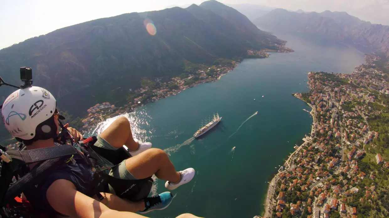 kotor bay paragliding montenegro